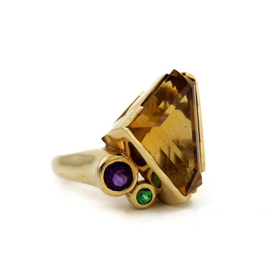 14K Avant-Garde Vintage Citrine Ring - Kingdom Jewelry