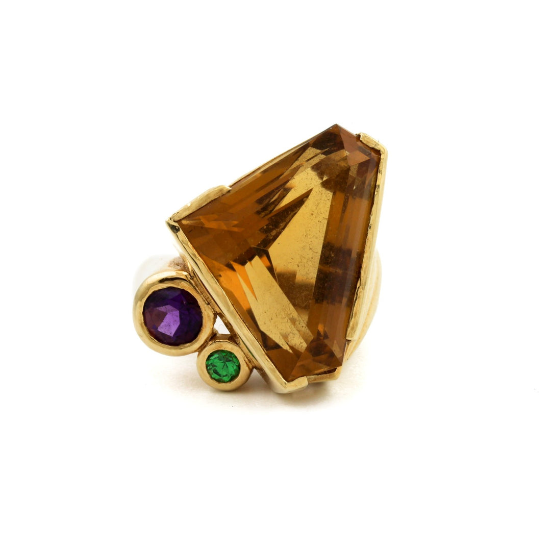 14K Avant-Garde Vintage Citrine Ring - Kingdom Jewelry