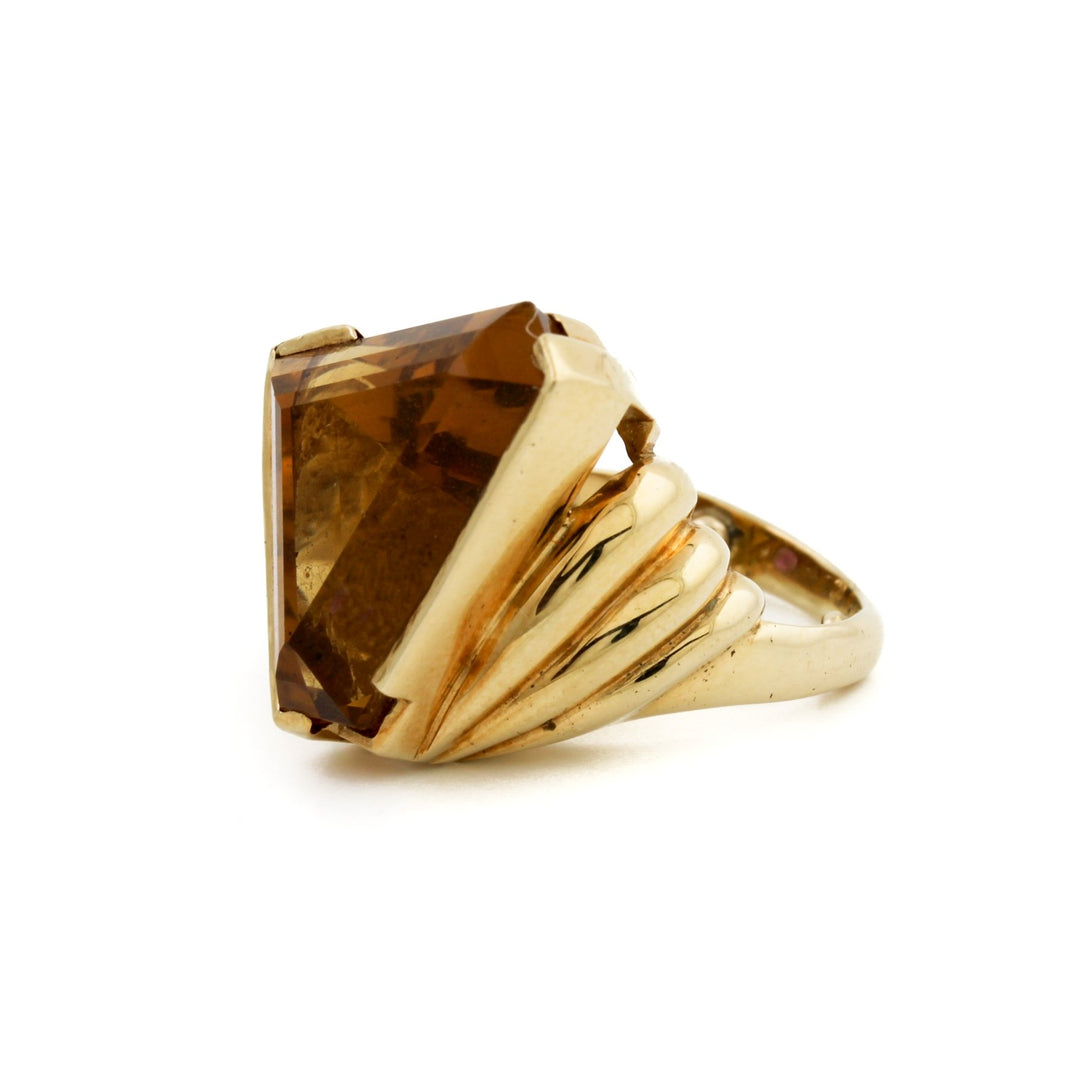 14K Avant-Garde Vintage Citrine Ring - Kingdom Jewelry