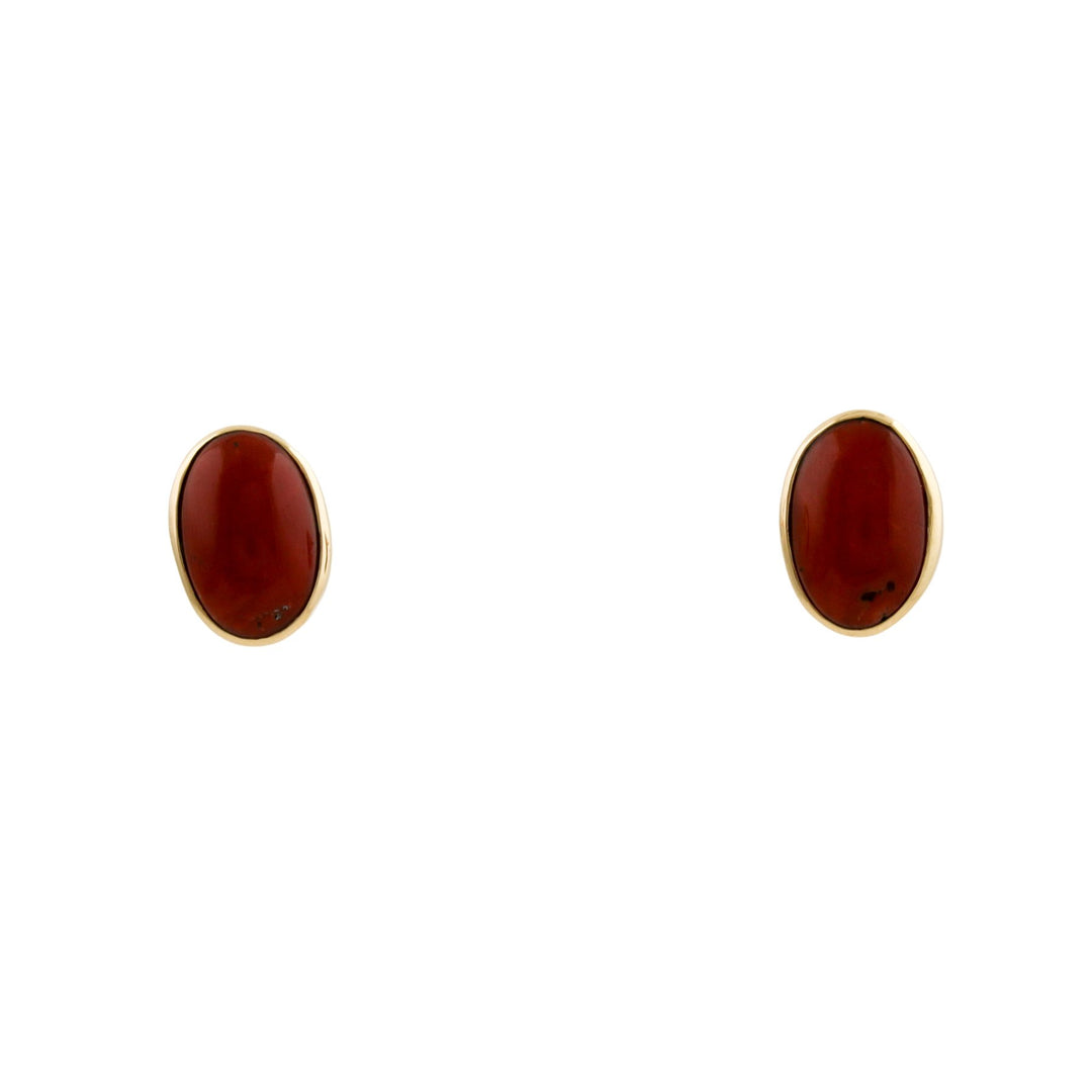 14k Brilliant Red Coral Studs - Kingdom Jewelry