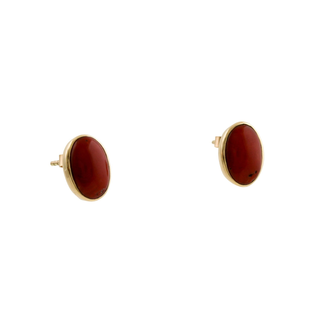 14k Brilliant Red Coral Studs - Kingdom Jewelry