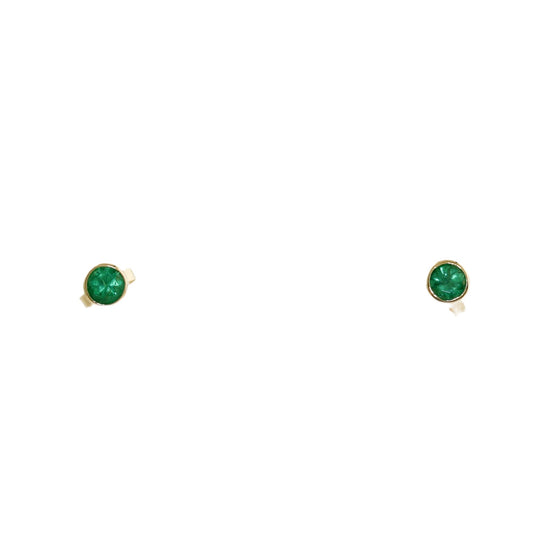 14K Gold x Green Emerald Stud Earrings - Kingdom Jewelry