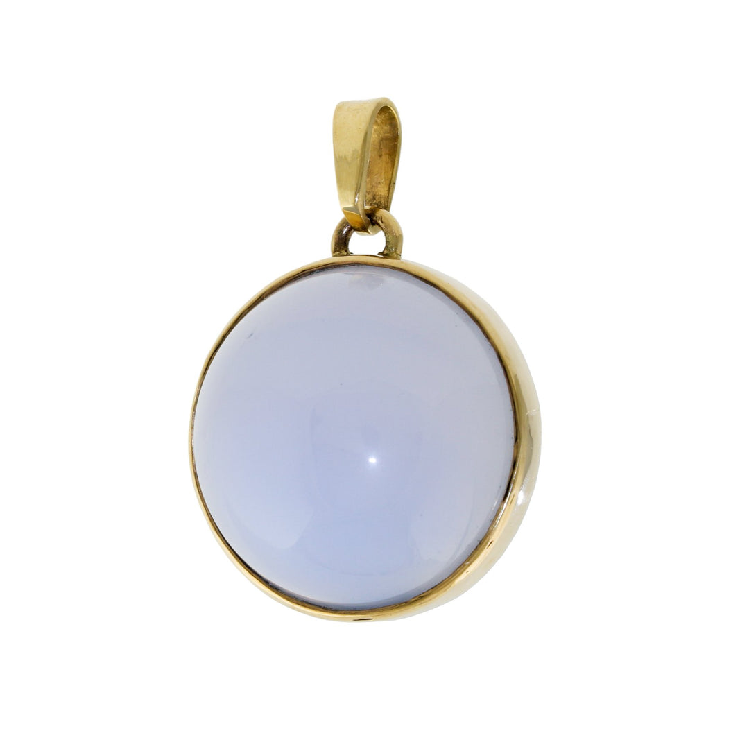 14k Holly Blue Chalcedony Round Pendant - Kingdom Jewelry