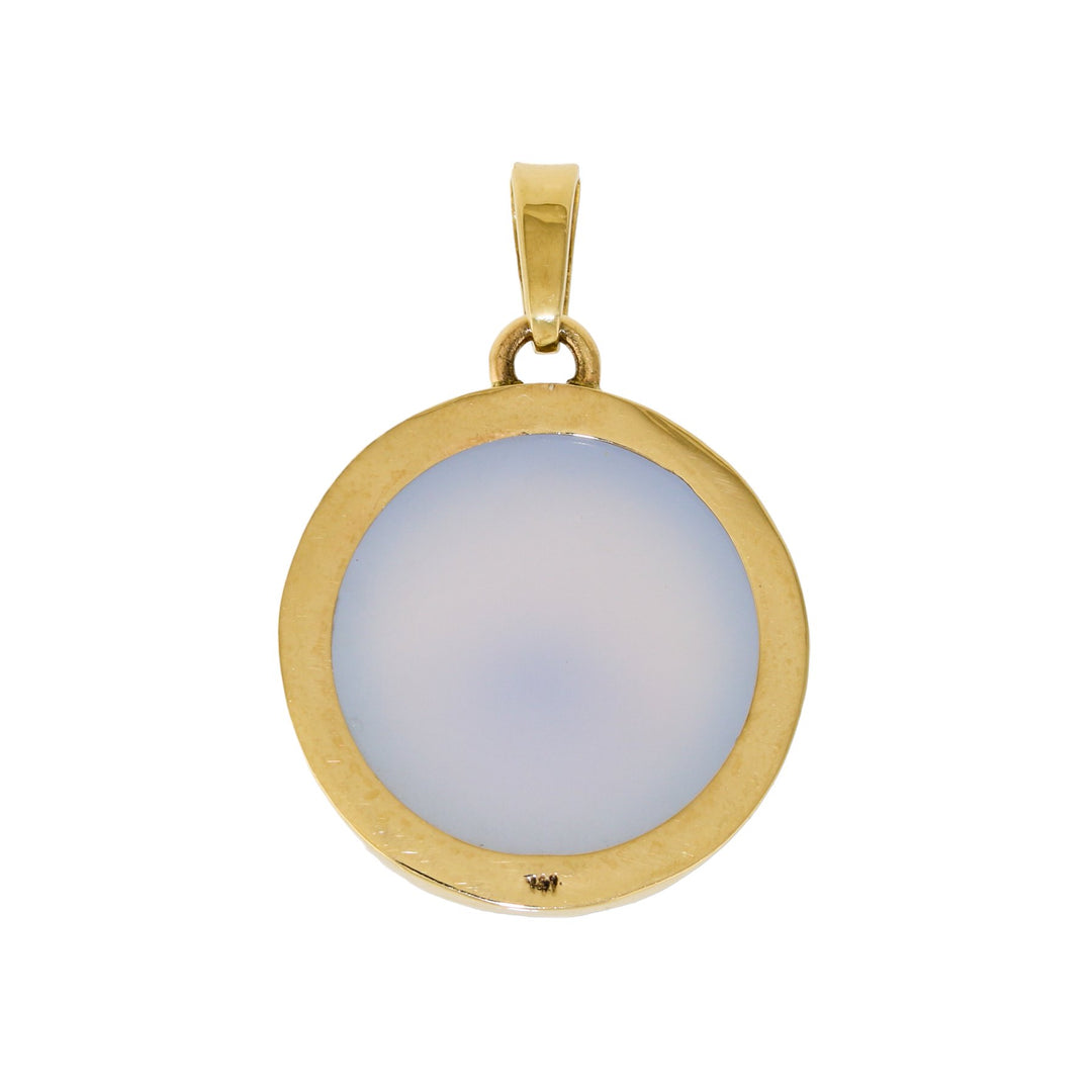 14k Holly Blue Chalcedony Round Pendant - Kingdom Jewelry