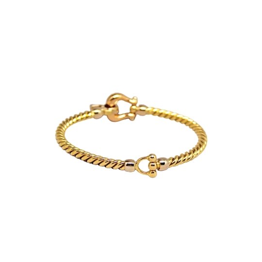 14k Two-Tone Fancy Rope Bangle - Kingdom Jewelry