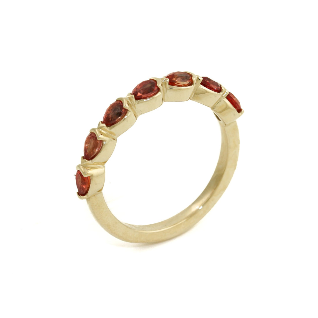 14K x Pear-Cut Padparadscha Channel Set Band - Kingdom Jewelry