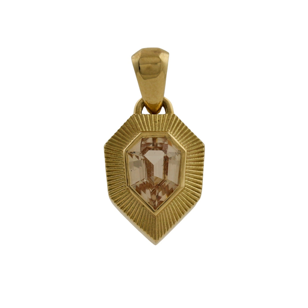 18K Gold x Peach Padparadscha Sunburst Pendant - Kingdom Jewelry
