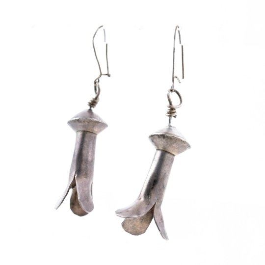 Hoop And Squash Vintage Native American Navajo Sterling Silver Earrings Old