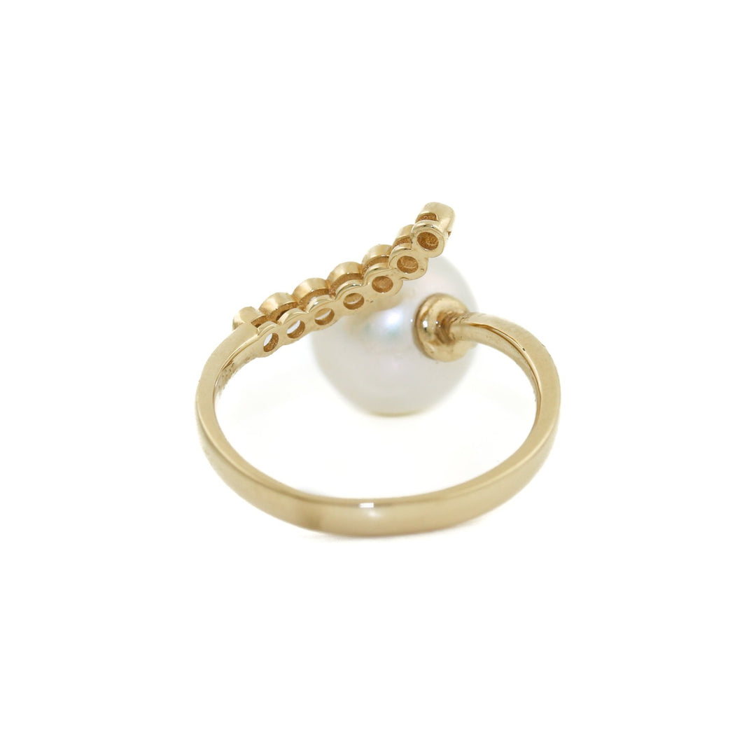 Dainty 14 K Gold x White Pearl & Diamond Cocktail Ring - Kingdom Jewelry