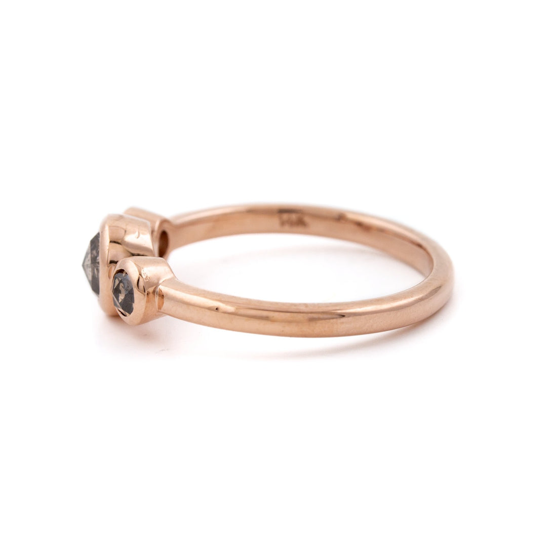 Gold Triple Rose-Cut Diamond Ring - Kingdom Jewelry