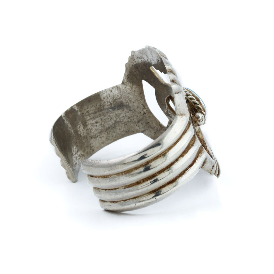 Kingman Turquoise Sandcast Navajo Cuff - Kingdom Jewelry