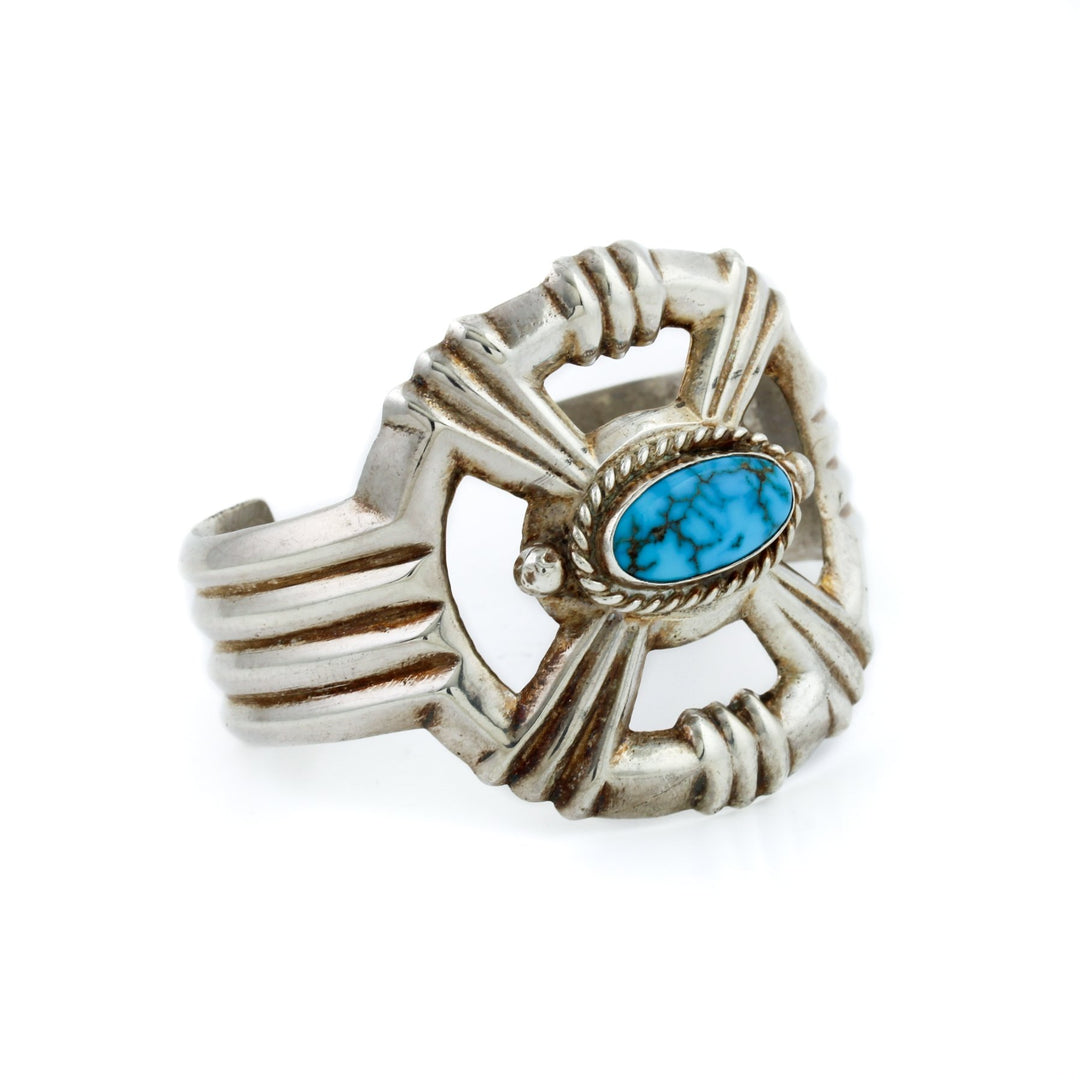 Kingman Turquoise Sandcast Navajo Cuff - Kingdom Jewelry