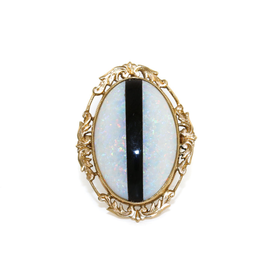 Opal x Jet x 10k Gold Ring 6 - Kingdom Jewelry