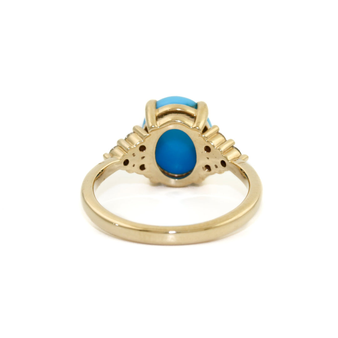Oval Egyptian Turquoise x Diamond Engagement Ring - Kingdom Jewelry