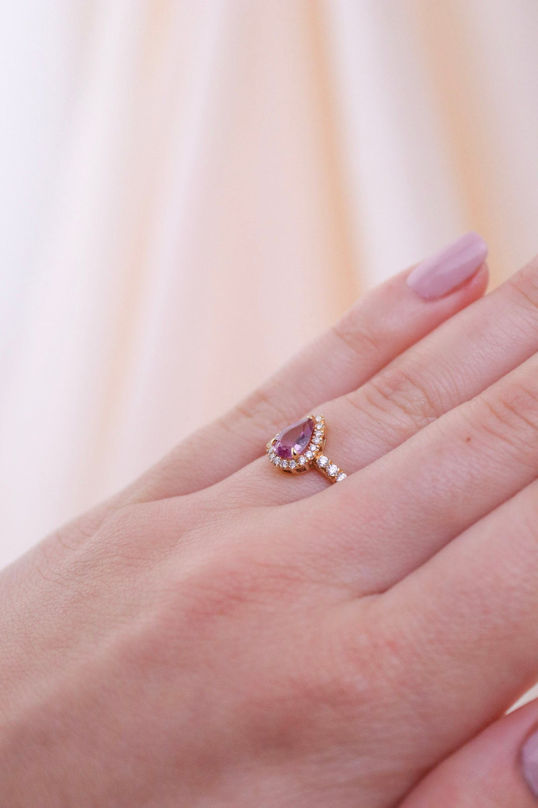 Pink Pear Engagement Ring - Kingdom Jewelry