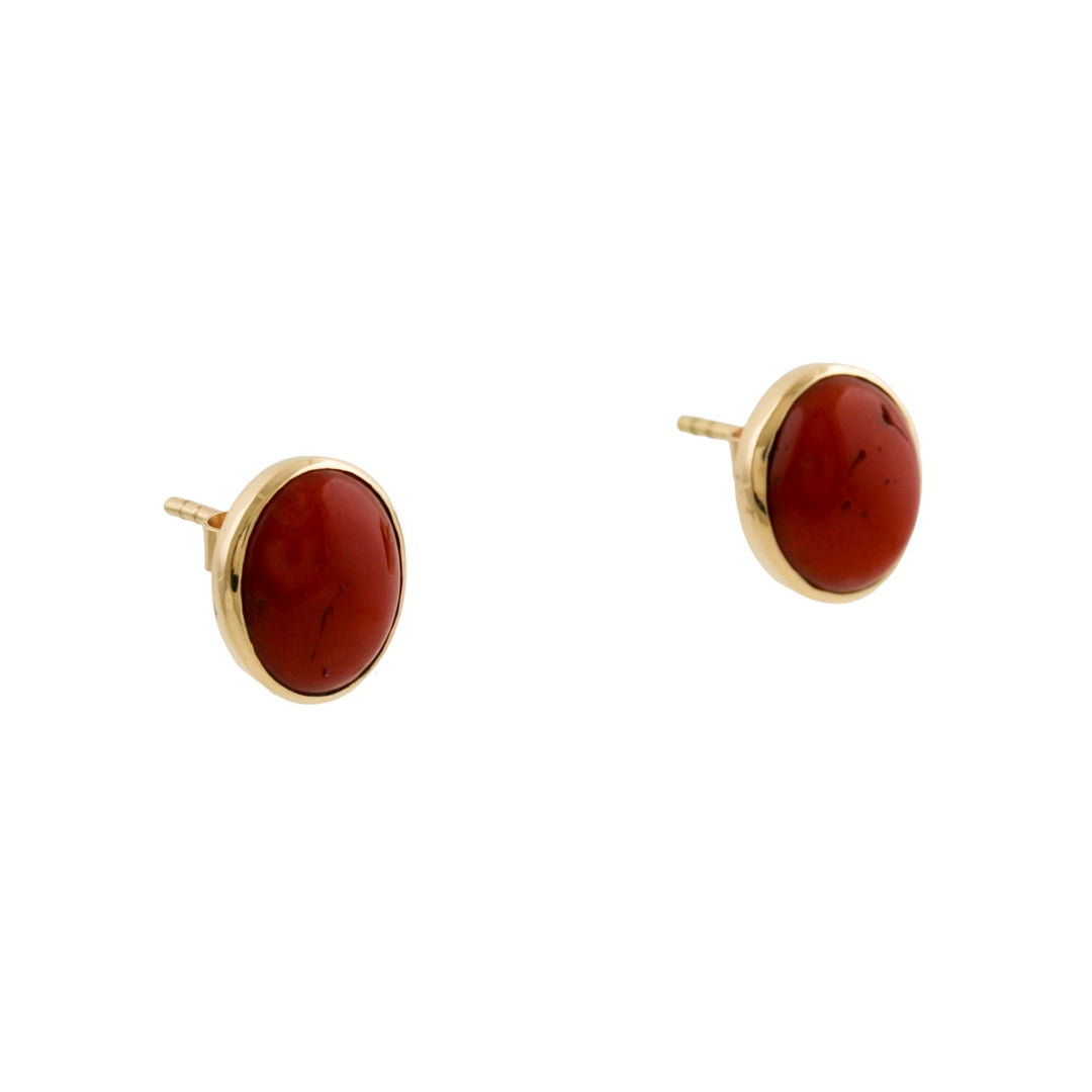Red Coral 14k Studs - Kingdom Jewelry