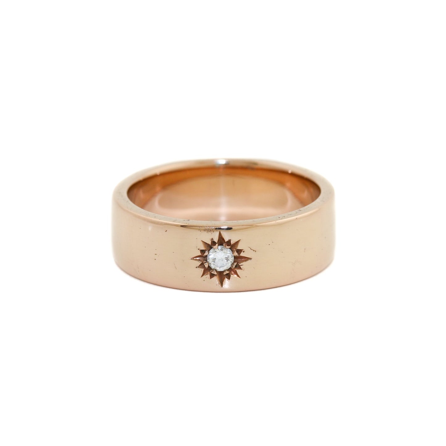 Rose Gold Victorian-Style Solitaire Diamond Band - Kingdom Jewelry