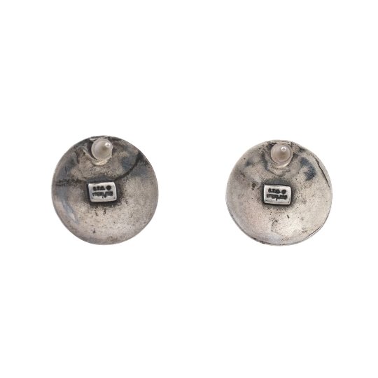 Round "Maze" Hopi Overlay Earrings - Kingdom Jewelry