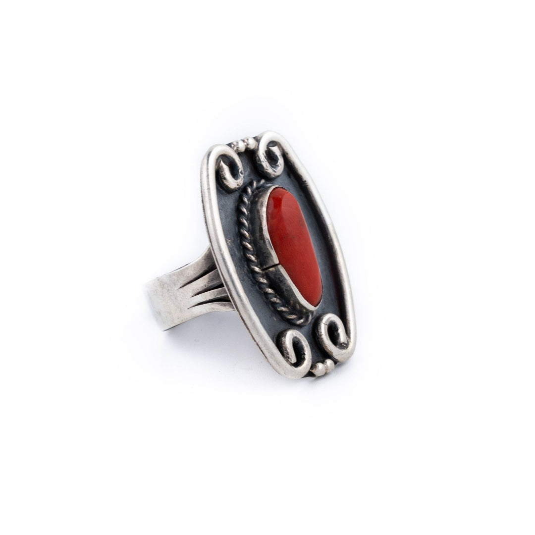 Scalloped Red Coral Ring - Kingdom Jewelry