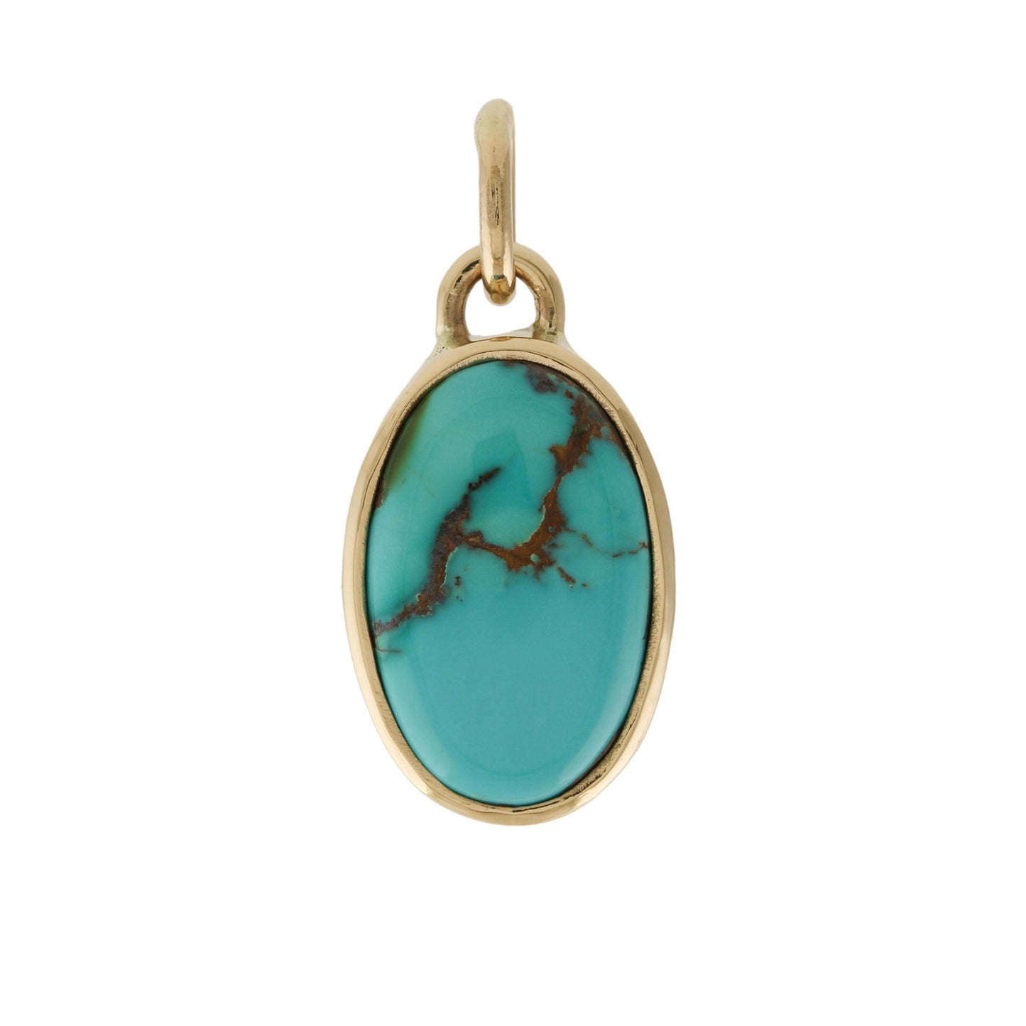 Serene 14 KT Gold x Azure Royston Turquoise Oval Pendant - Kingdom Jewelry