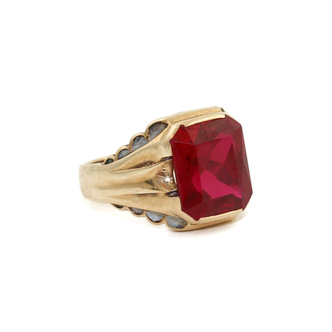 Synthetic Rub Ring 10k Ring - Kingdom Jewelry