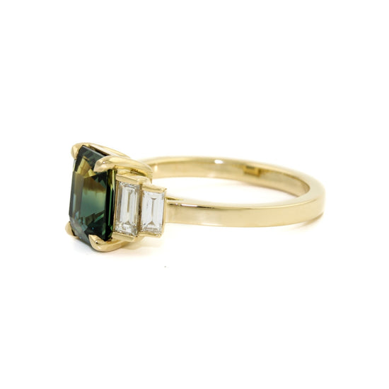 Tanna Emerald-Cut Sapphire x Diamond Engagement Ring - Kingdom Jewelry