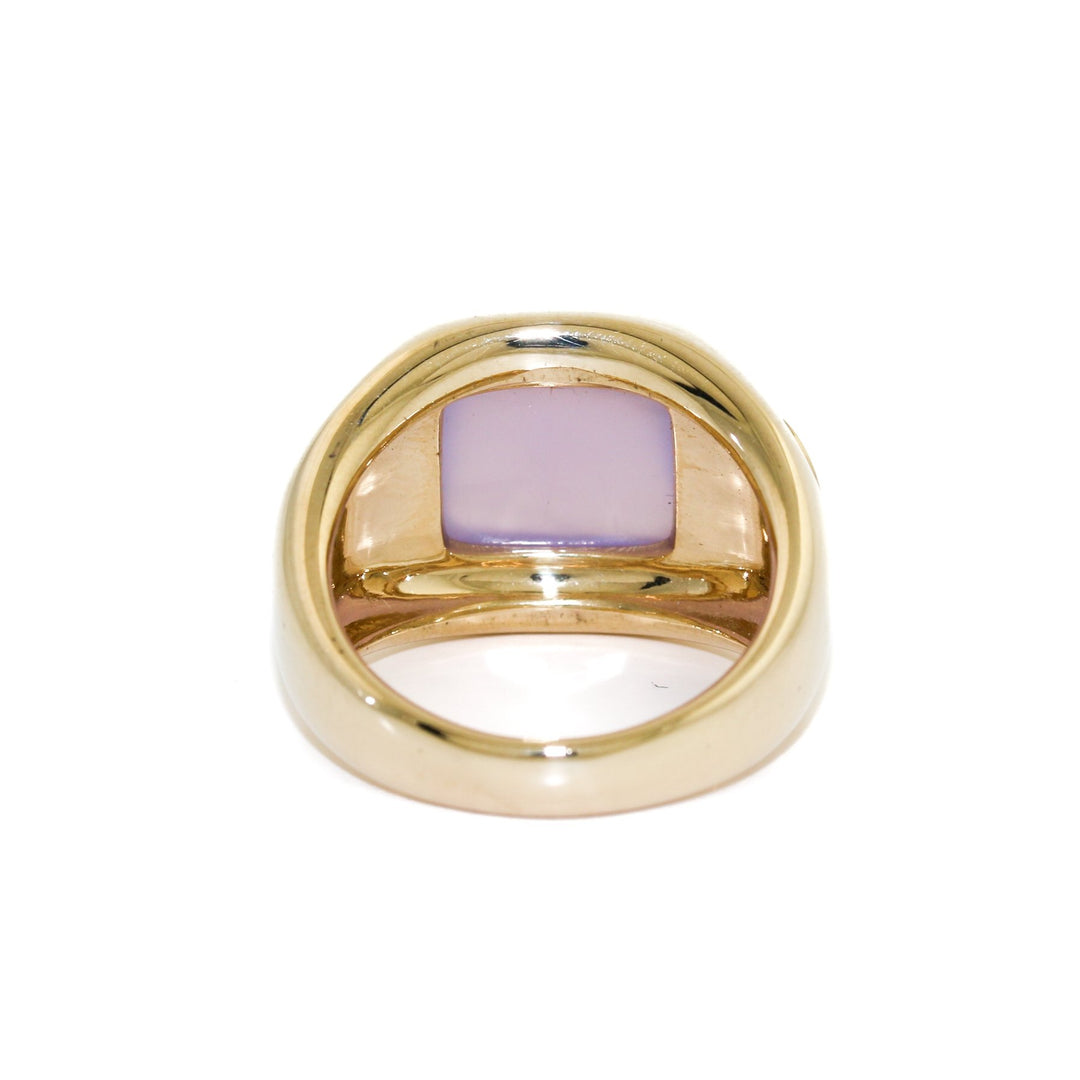 The Alanya 14k Gold Gypsy Ring x Turquoise x Chalcedony - Kingdom Jewelry