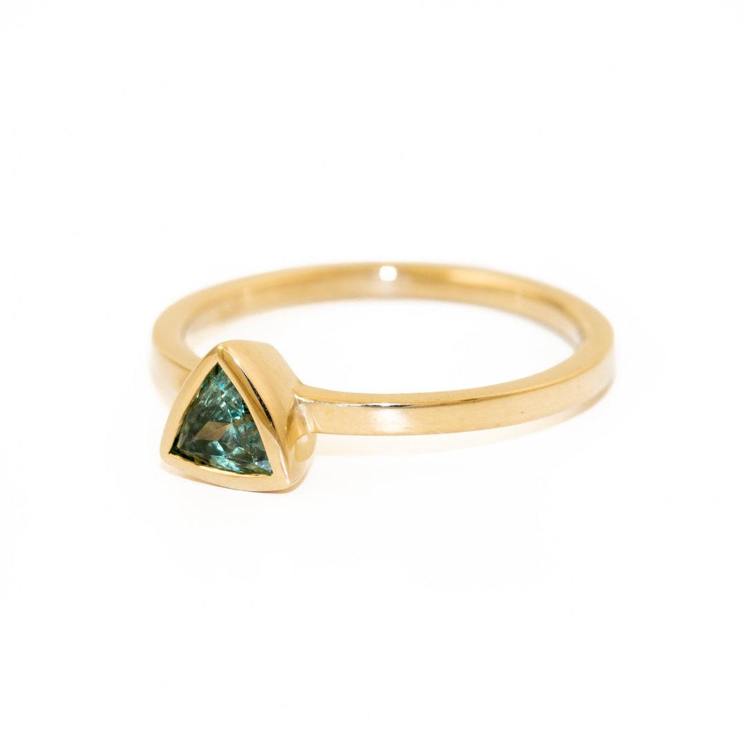 Triangular-Cut Montana Sapphire Ring - Kingdom Jewelry