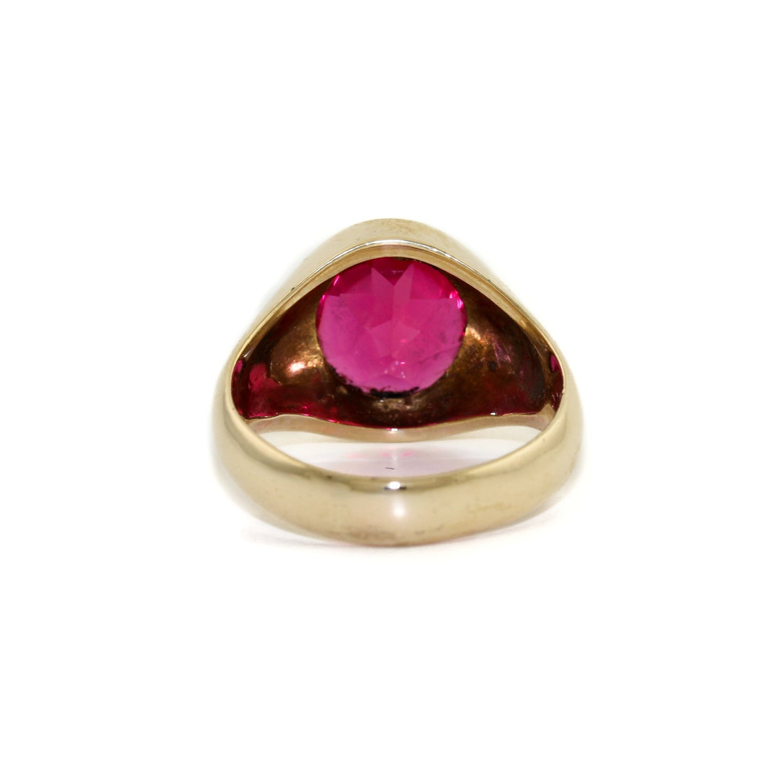 Vintage 10k Gold Synthetic Ruby Ring Size 8 - Kingdom Jewelry