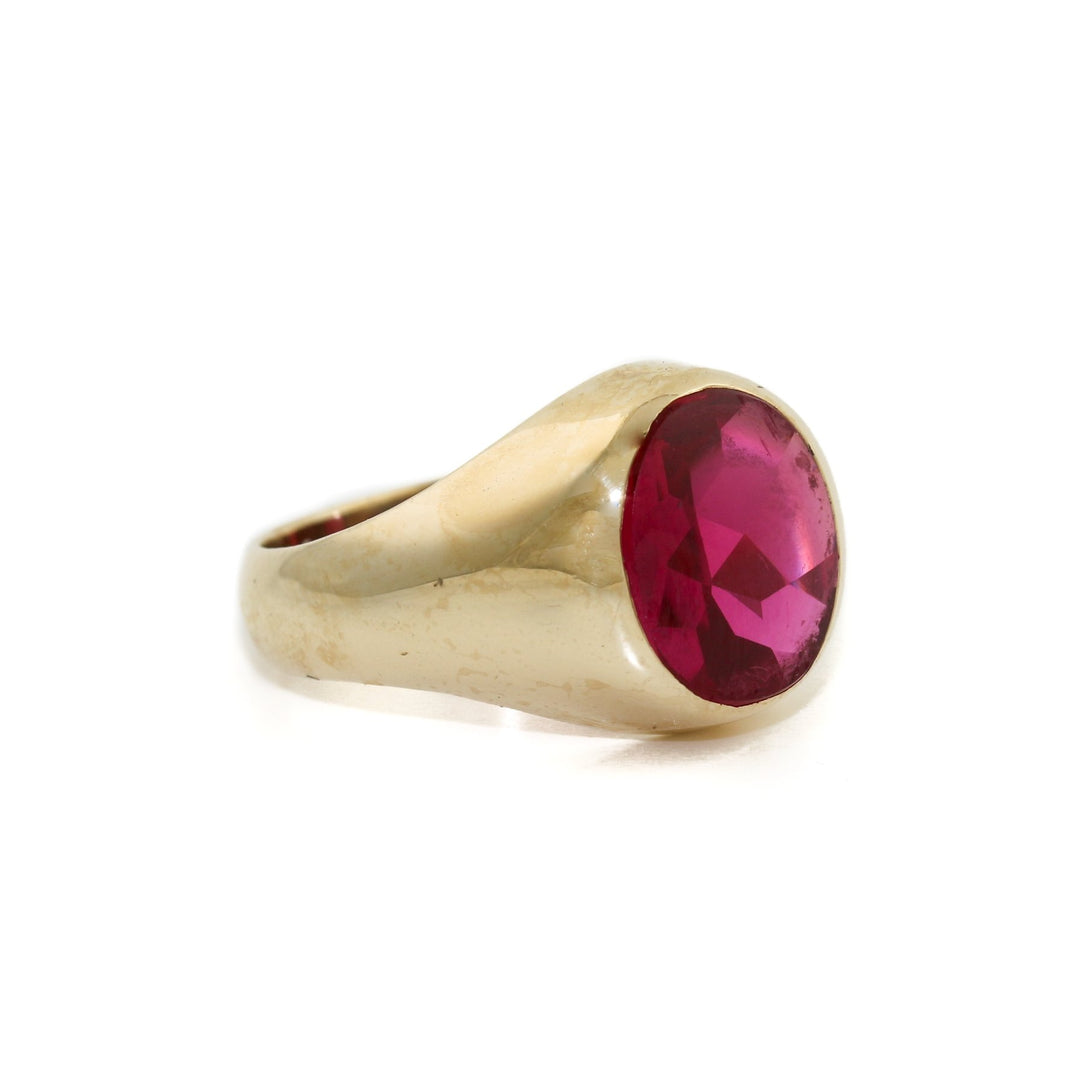 Vintage 10k Gold Synthetic Ruby Ring Size 8 - Kingdom Jewelry