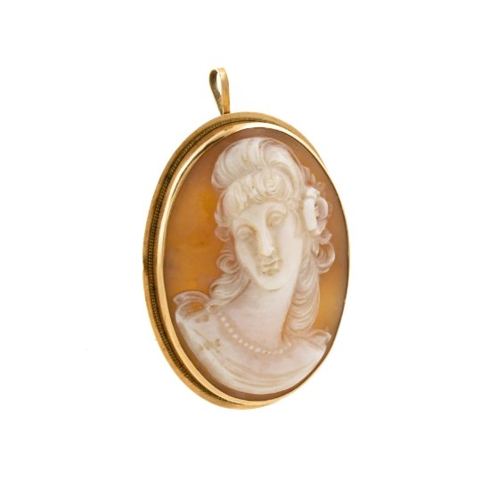 Vintage 14K Cameo Pin Pendant - Kingdom Jewelry