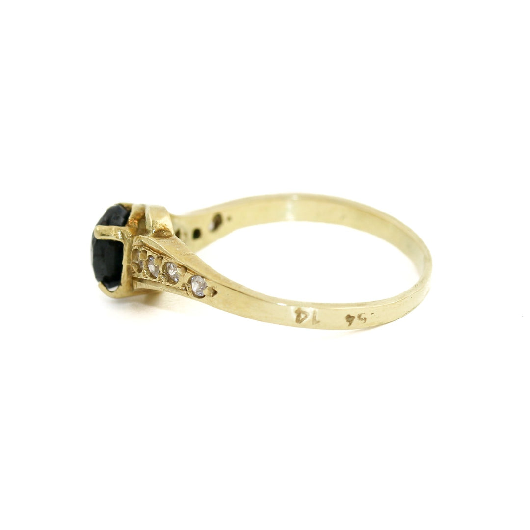 Vintage 14k Gold Dark Stone x Diamonds - Kingdom Jewelry