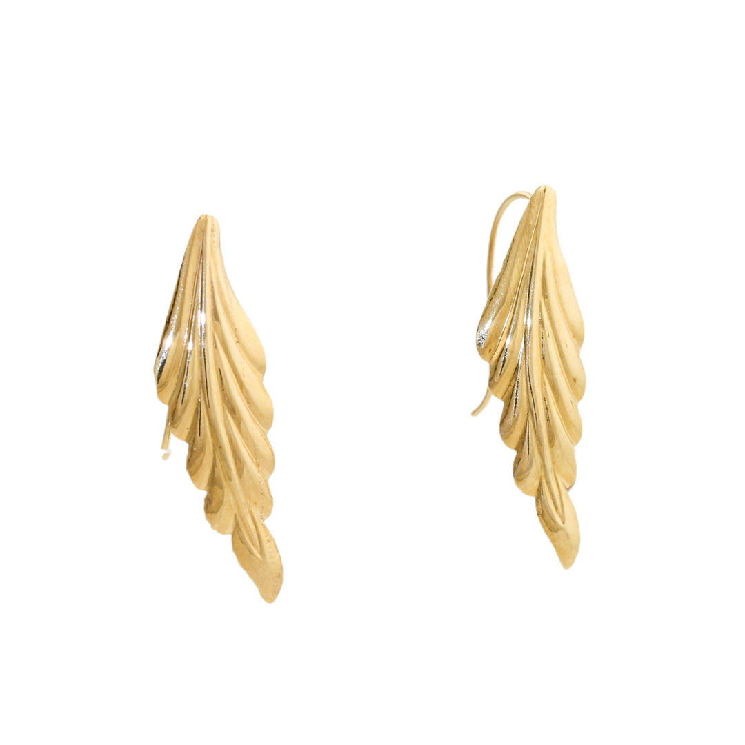 Vintage 14k Gold x Leaf Earrings - Kingdom Jewelry