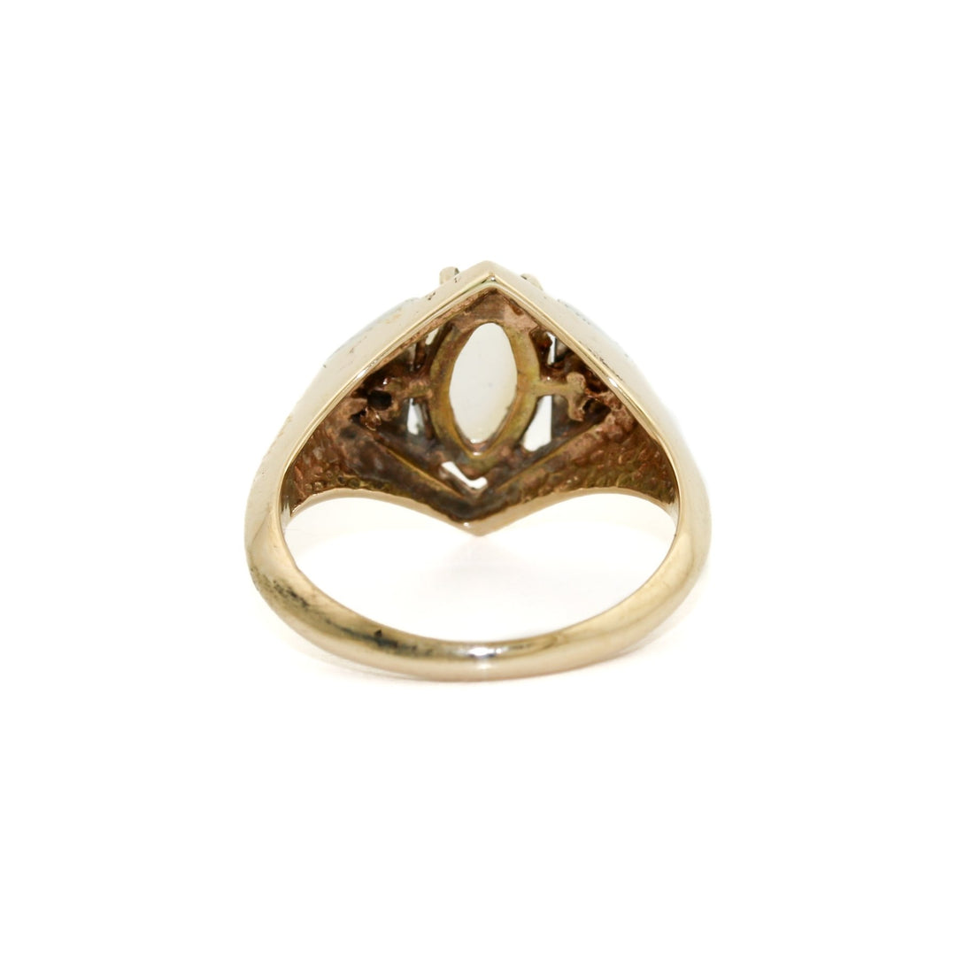 Vintage Moon Stone x Diamond 14k Gold Ring - Kingdom Jewelry