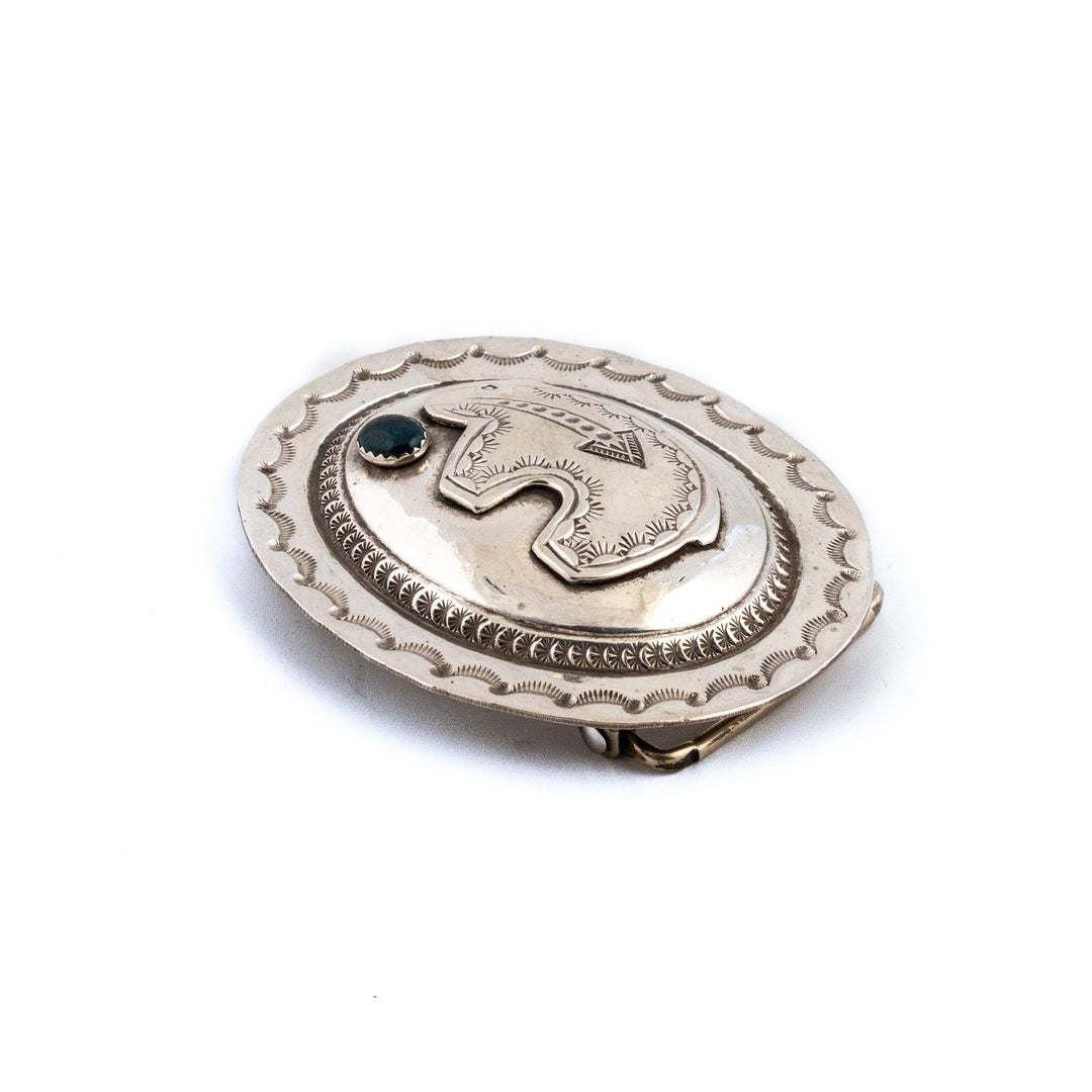 Vintage Onyx Navajo Bear Belt Buckle - Kingdom Jewelry