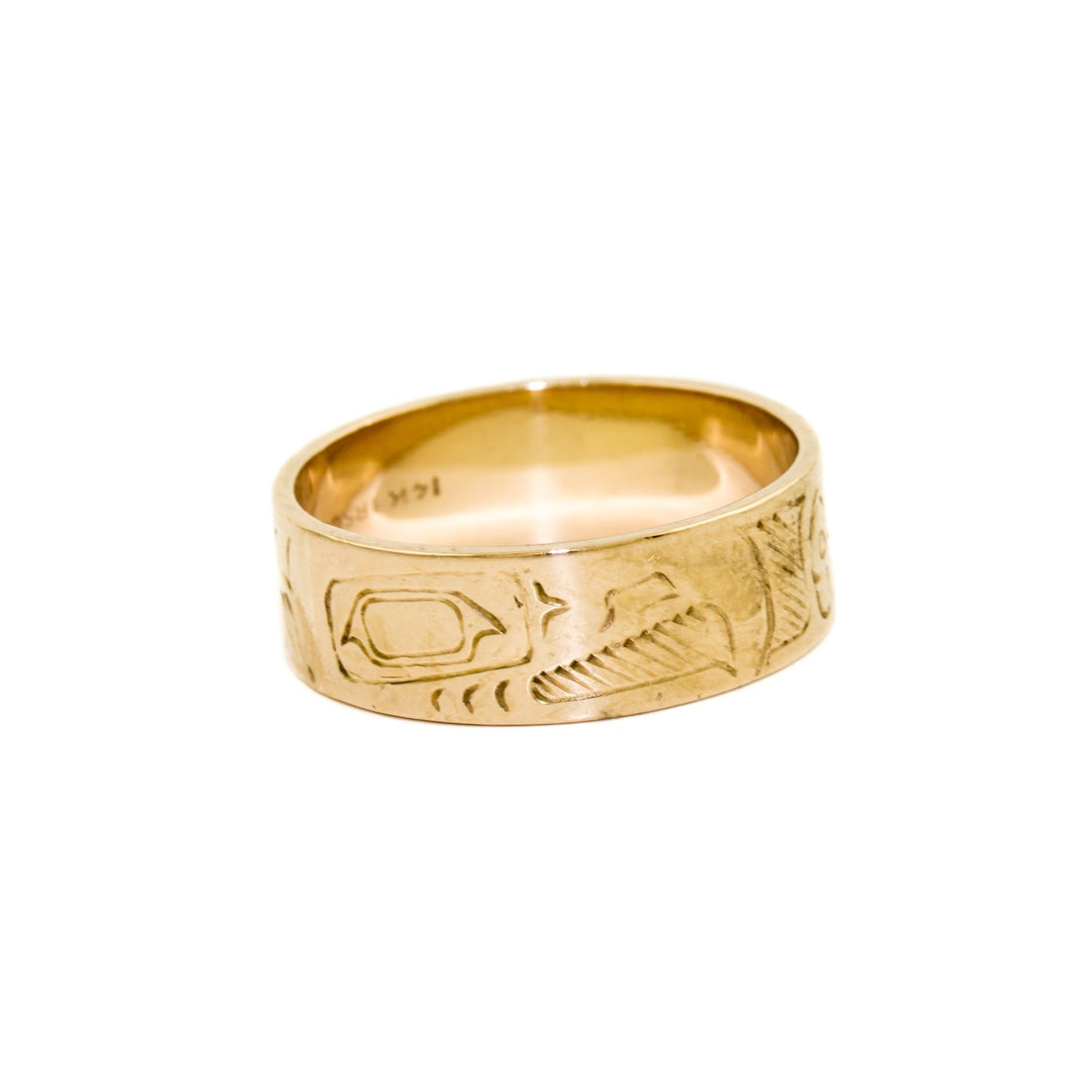 Vintage West Coast Motif 14k Gold Band 11.25 - Kingdom Jewelry