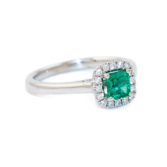 White Gold Emerald x Pave Diamond Ring - Kingdom Jewelry