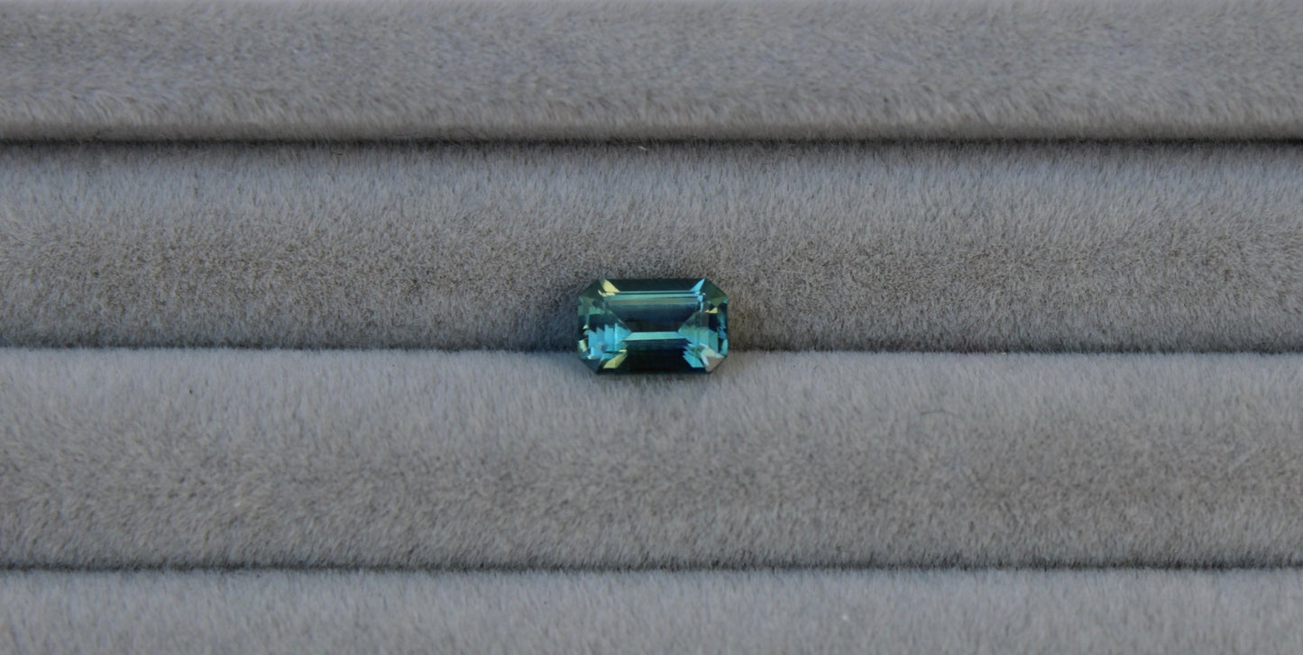 0.80ct Emerald Cut Aqua Teal Sapphire - Kingdom Jewelry