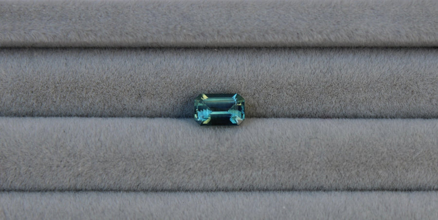 0.80ct Emerald Cut Aqua Teal Sapphire - Kingdom Jewelry