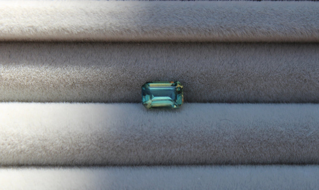 0.80ct Emerald Cut Aqua Teal Sapphire - Kingdom Jewelry