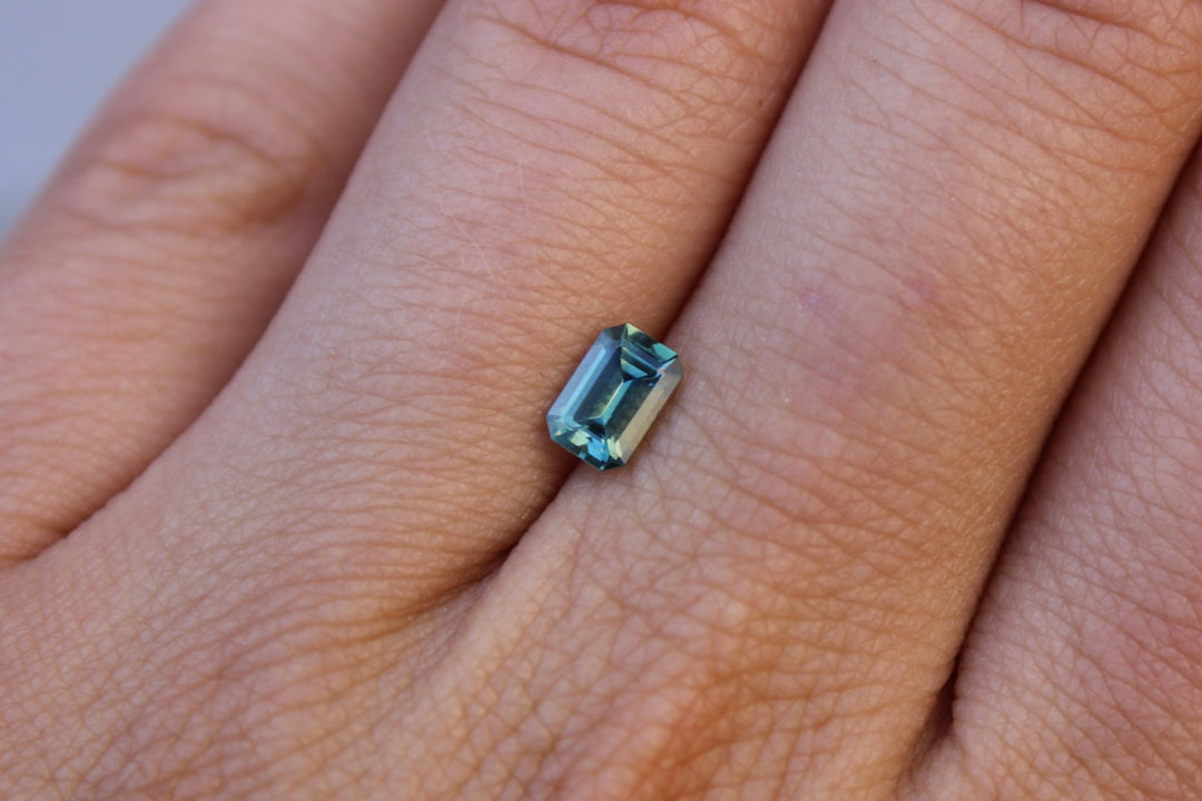 0.80ct Emerald Cut Aqua Teal Sapphire - Kingdom Jewelry