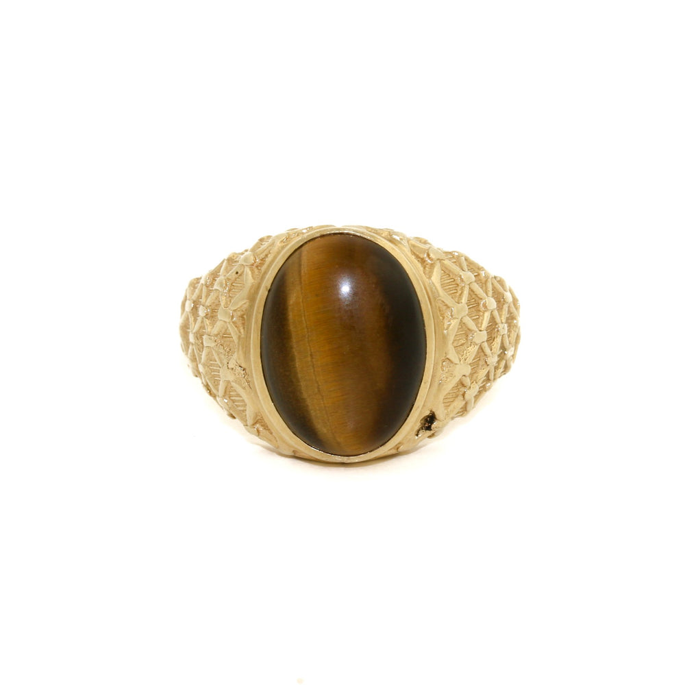 
                      
                        10 KT Gold x Tiger's Eye Grid Signet - Kingdom Jewelry
                      
                    