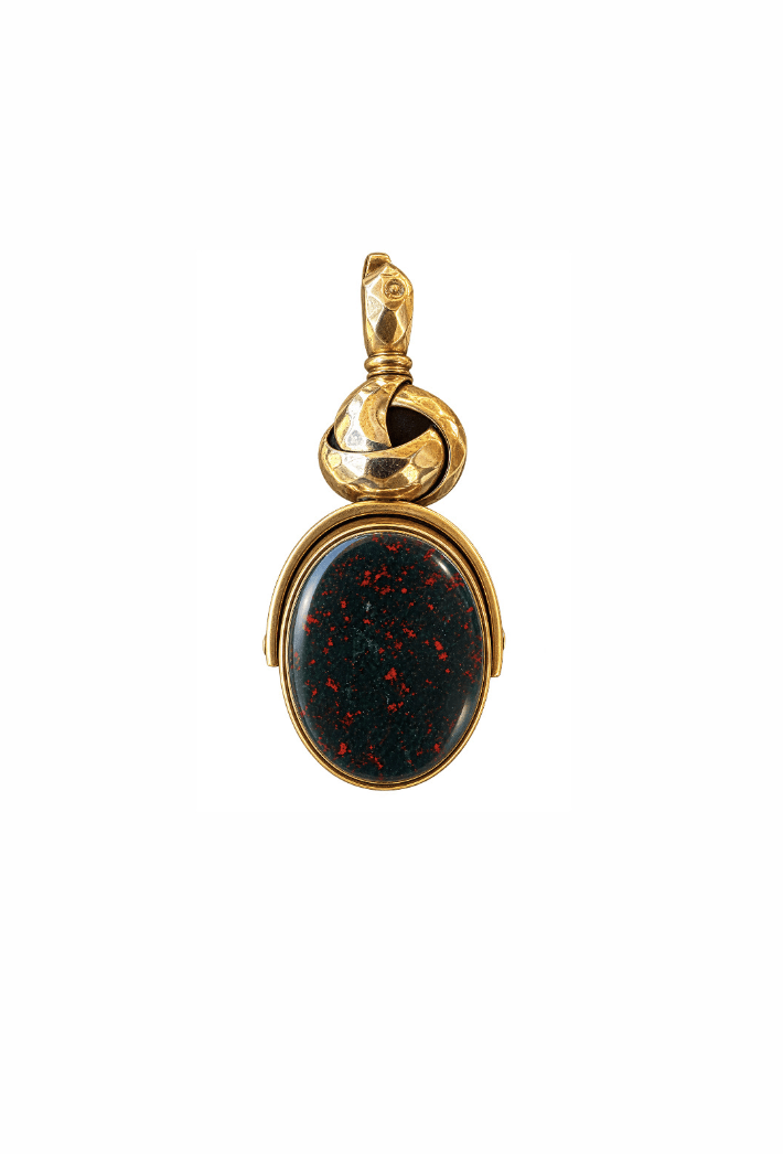10K Antique Bloodstone + Carnelian Watch Fob - Kingdom Jewelry