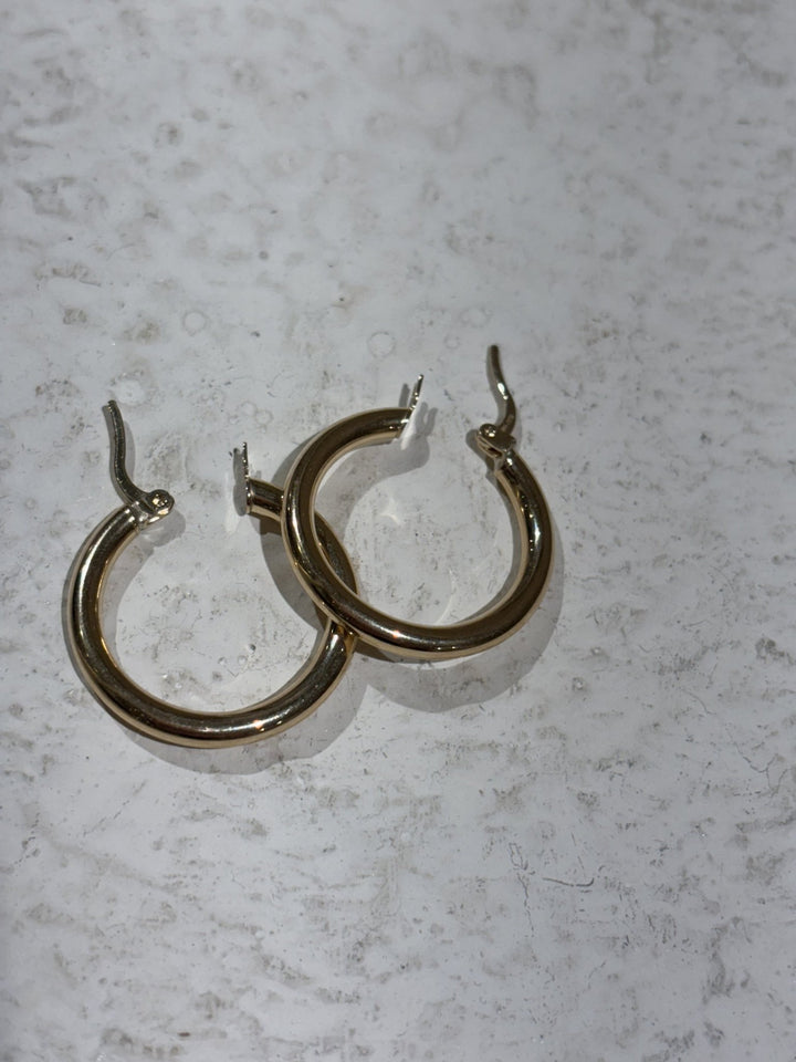 10K Classic Semi - Hollow Midi Hoops - Kingdom Jewelry
