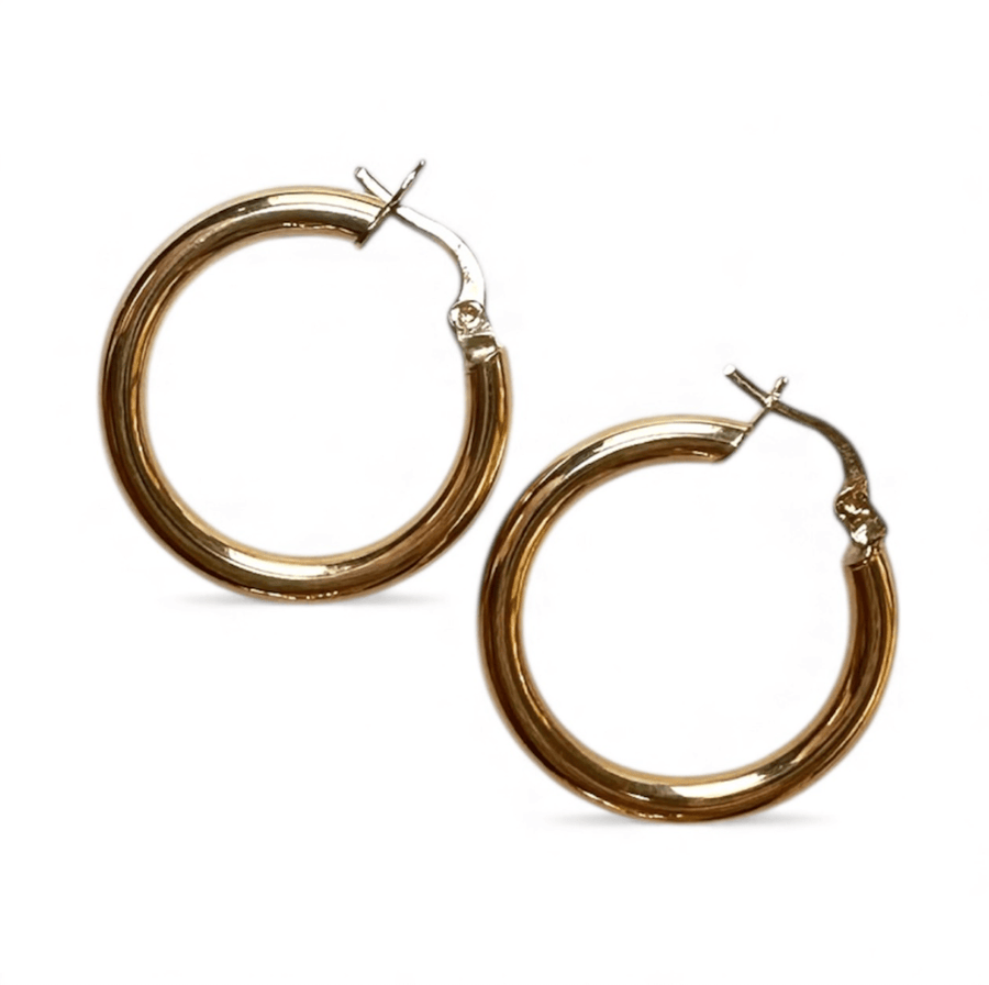 10K Classic Semi - Hollow Midi Hoops - Kingdom Jewelry