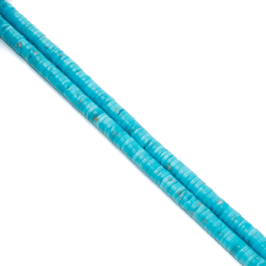 10k Gold Clasp x Blue Ridge Heishi Beaded Necklace - Kingdom Jewelry