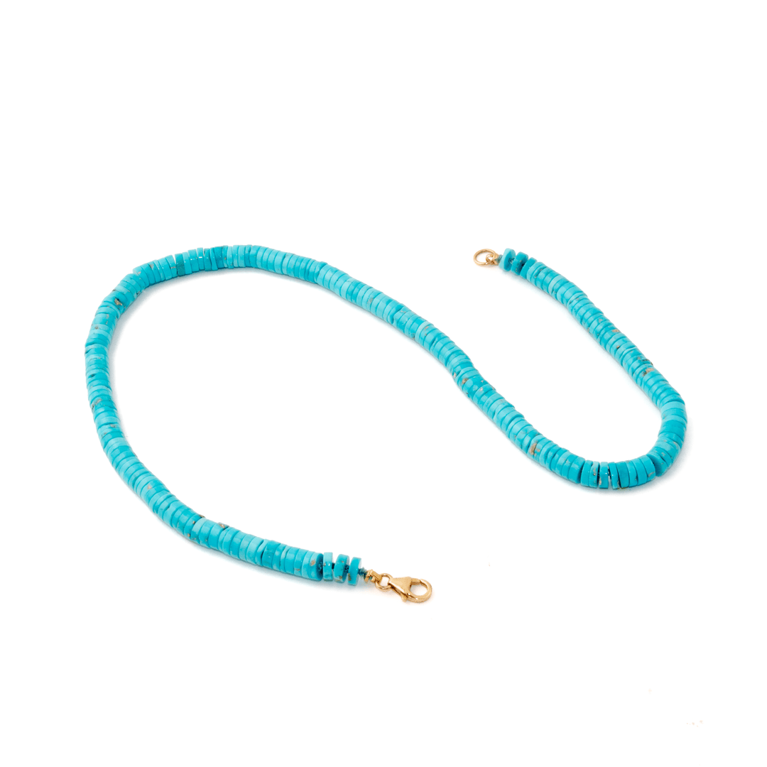 10k Gold Clasp x Blue Ridge Heishi Beaded Necklace - Kingdom Jewelry