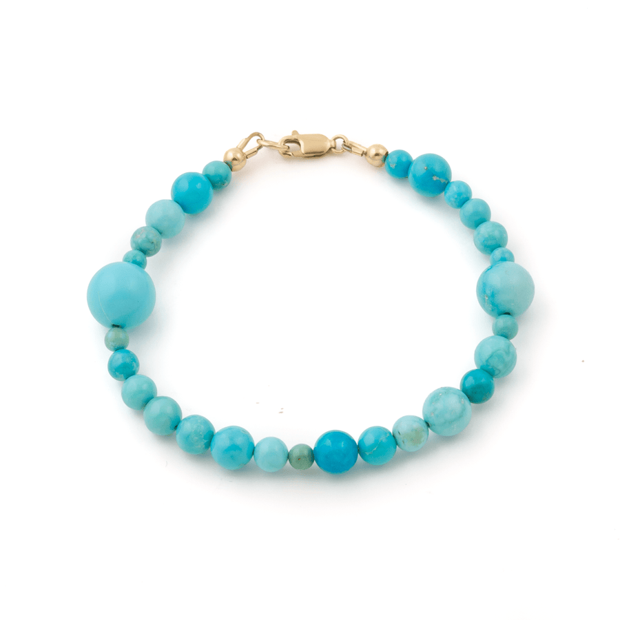 10k Gold Clasp x Mixed Kingman & Sleeping Beauty Turquoise Gem Bead Bracelets - Kingdom Jewelry