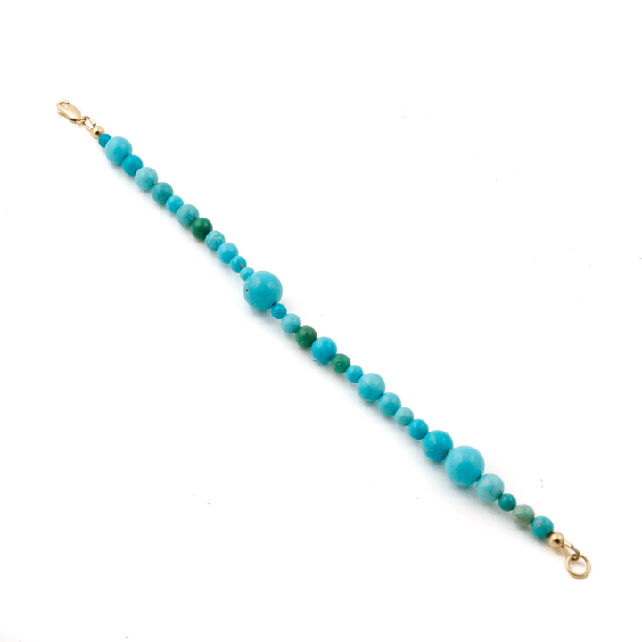10k Gold Clasp x Mixed Kingman & Sleeping Beauty Turquoise Gem Bead Bracelets - Kingdom Jewelry