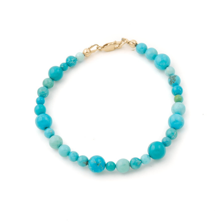 10k Gold Clasp x Mixed Kingman & Sleeping Beauty Turquoise Gem Bead Bracelets - Kingdom Jewelry